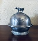 Rogers   Bro Victorian Antique Triple Plate Cow Butter Dish With Cow Finial