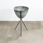 Mid Century Modern Planter Kimball Bullet Round Atomic Plant Stand Blue Black