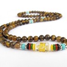 6mm Tibetan Buddhist 108 Tigers Eye Prayer Beads Lama Amulet Necklace bracelet