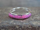 Native American Sterling Silver Pink Opal Inlay Ring By Johnson - Size 5 5