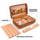 Cigar Humidor Case Portable Cedar Wood Leather Travel Humidor Humidifier