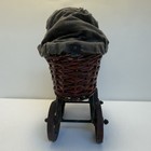 Vintage Wicker Ratan Baby Doll Pram Carriage Buggy Antique Stroller Home Decor