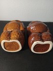 Tiki Mug Holder  set Of 2  See No Evil   Hear No Evil Ceramic Brown Monkeys 6 5 