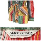 Vintage 1970s Seersucker Rainbow Stripe Button Shirt With Tie Waist   Medium  