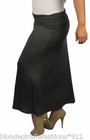 Gray Wide Waist Fold Over Jersey Plus Maxi Skirt