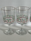 Arby s Libbey 1986 Holly   Berries Stemmed Christmas Glasses Set Of 4