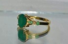 3 20 Ct Natural Emerald Art Deco Vintage Engagement Ring 14k Yellow Gold Over