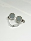 Vintage Oroton Men s Cufflinks     Silver Tone  Grey Enamel Center  minimalist 