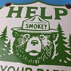 Vintage Forest Service Sign - Smokey Bear Help Prevent Gas Porcelain Sign