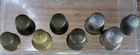 8 Antique   Vintage Thimbles Marked England Mixed Metals eras size Nice Examples