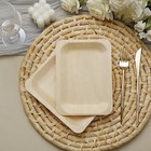25 Pcs Natural Birch Wooden 8  X 5  Rectangle Plates Disposable Tableware Sale