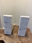 Heavy 7 5lb Solid White Marble Bookends Pair 6  Curved Wedge Stone