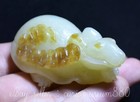 2 4  Chinese Hetian Jade Nephrite Carved Fengshui Zodiac Mouse Wealth Statue