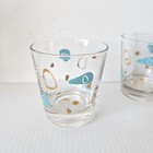 6 Vintage Federal Glass Atomic Amoeba Rocks Glasses Turquoise Gold Mcm 1950s