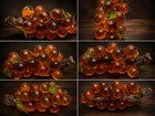 Large Vintage Amber Lucite Grape Cluster Sculpture 12  Wood Vine Mcm Decor
