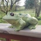 Vtg Scioto Large Green Ceramic Frog Toad Patio Garden Figurine Statue Yard Art