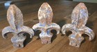 Lot Of 3 Vintage Antique Wrought Iron Fleur De Lis  Fence Post Toppers Rusty 4  