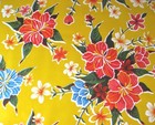 Yellow Hibiscus Vinyl Oilcloth Tablecloths Dining Kitchen Patio 6 Size 48x48-108