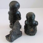 Set 3 Wolf Original Inuit Man Woman Seal Sculptures Figures Hand Crafted Canada