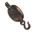 Vtg Single Sheave Wood   Iron Pulley Block Dpt Pub Wks Industrial 14 Inch Usa