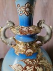 Antique Japanese Gilded Moriage Kinkozan Satsuma Vase Meiji Period 