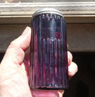 Antique Amethyst Glass Ribbed Shaker Jar For Hoosier Cabinet 1910 Era With Lid