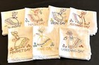 Hand  Embroidered  Flour  Sack   Dish Towels   Wine   