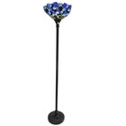Tiffany-style Stained Glass Iris Torchiere Floor Lamp Shade Bronze Finish Base