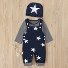 Toddler Kids Baby Boys Girls Outfits Star T-shirt Straps Pants Hat Clothes Suits