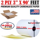 2 Ply  50 Rolls 3 X 90 Feet  Carbonless White canary Kitchen Printer Paper