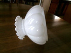 Vintage 7  Fitter White Milk Glass Melon Shape Light   Lamp Shade W  Ruffled Top