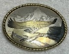 1992 Xl American Eagle Belt Buckle rope Trim Gold silver Tone Metal Vintage