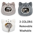 Catism Cat Bed Indoor Soft Plush Removable Pillow Non-slip Base Dogs Cave Nest