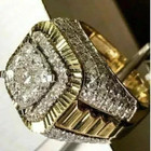 Round Cut Lab Created Diamond Men s Wedding Ring 14k Yellow Gold Plated 3 Ct