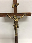Vintage Wooden Metal Wall Cross Crucifix Holy Religious Carved Christ Natural 6 