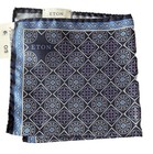 Eton Nwt 100  Silk Pocket Square In Blue W   Plum  Multi Geometric Floral Print