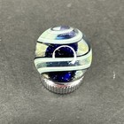 Contemporary Handmade Art Glass Marble  72  Blue Core  Swirls  Uv Green Reactive