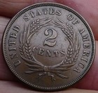 1866  2 Cent Piece Brown Au