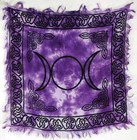 Witchcraft Violet Tie-dyed Triple Moon Fringed 18 x18  Altar Cloth 