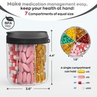Hionxmga Pill Bottle Organizer With 7 Large Compartments  Transparent Black 