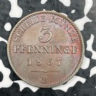 1867-b Germany Prussia 3 Pfennig Lot n0930 High Grade  Beautiful Toning 