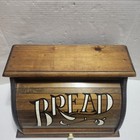 Vintage 1970s Wooden Farmhouse Roll Top Bread Box Brown Euc 