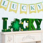  5 Pieces St Patrick   s Day Decorations Wooden Sign Tiered Tray Decor With 