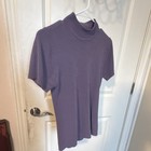 Calvin Klein Purple Rib-knit Mock Neck Short Sleeve Sweater Juniors M