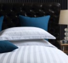 Super Soft 2000thread Count Cotton 4 Pcs Sheet Set Solid stripe White Color 