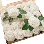 Artificial Flowers 25pcs Real Looking Ivory Foam Fake Roses With Stems For Di   