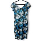 Murray Schneider - Women s Vintage Floral Bodycon Midi Dress Blue Green - Sz  L