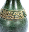 Antique Chinese Bronze Archaistic Vase Xuande Mark Taotie Band Verdigris 6 