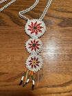Triple Flower Beaded Medallion Necklace