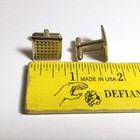 Nice Looking Vintage Pair Of Goldtone Cufflinks Square Grid Design